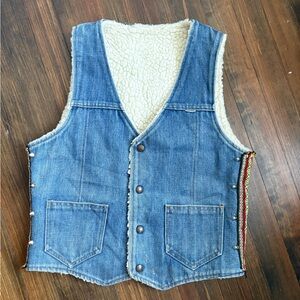 Vintage 70s Nelson Sherpa Lined Denim Vest